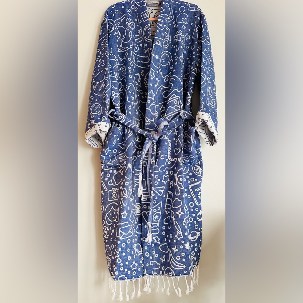 Bathrobe| Loungewear | Fun patterned Collection Double Sided Robe, L/XL
